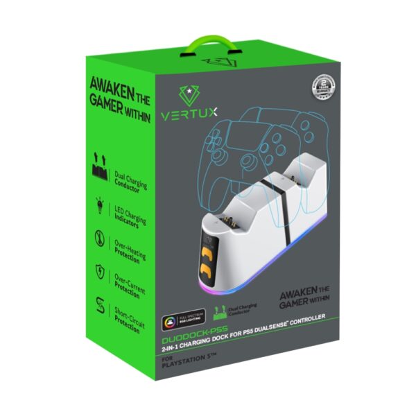 ⁦بروميت DuoDock-PS5 قاعدة شحن مزدوجة 2 في 1 لوحدات تحكم PS5 DualSense لشحن متزامن وسهل⁩ - الصورة ⁦3⁩