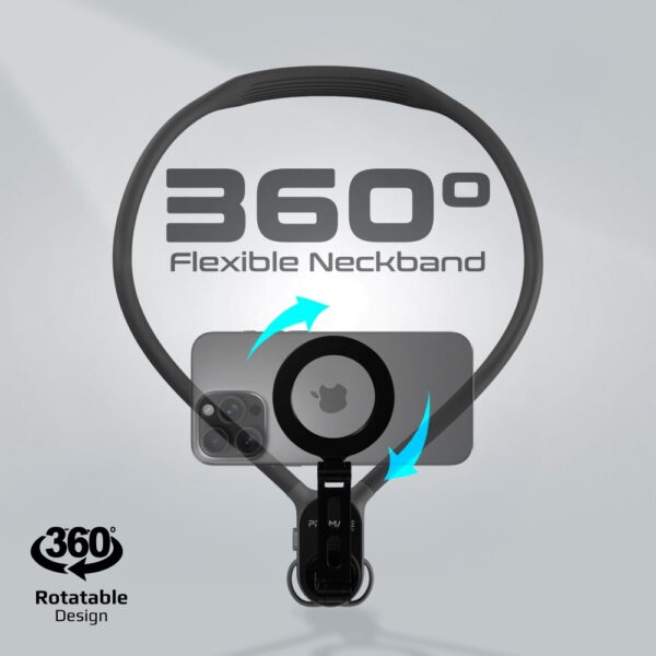 ⁦بروميت MagView حامل هاتف مغناطيسي بتقنية MagSafe، دوران 360°، مغناطيسات N52، مزود بحزام وحبل لتصوير Vlog وPOV بدون استخدام اليدين⁩ - الصورة ⁦5⁩