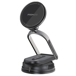 بروميت MagNeo-15W شاحن سيارة مغناطيسي لاسلكي 15 واط، حامل للهاتف مع قاعدة 360°، ذراع قابل للتعديل، تركيب على الزجاج أو الطبلون