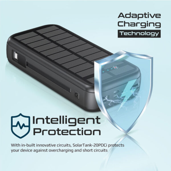 ⁦بروميت SolarTank-20PDCi بطارية متنقلة شمسية بسعة 20000mAh مع شحن سريع و5 منافذ⁩ - الصورة ⁦3⁩