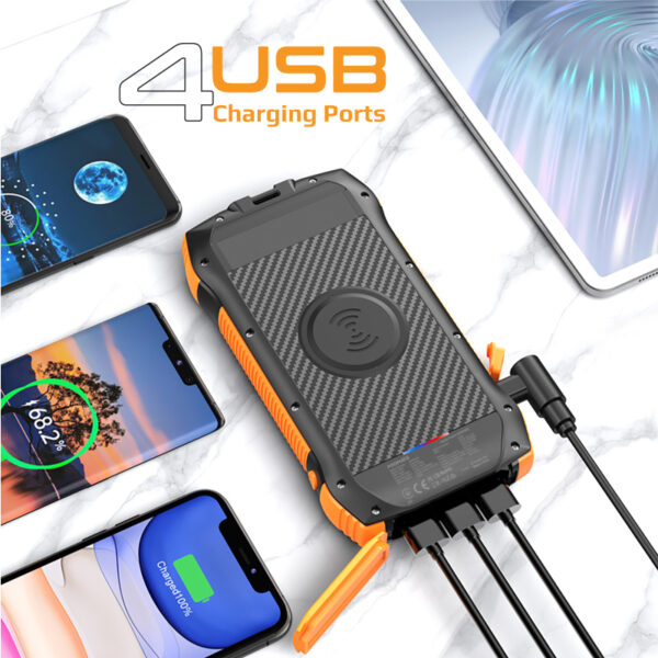 ⁦بروميت SolarTank-20PDQi بطارية متنقلة شمسية 20000mAh مع شحن لاسلكي وLED ومقاومة للماء⁩ - الصورة ⁦3⁩