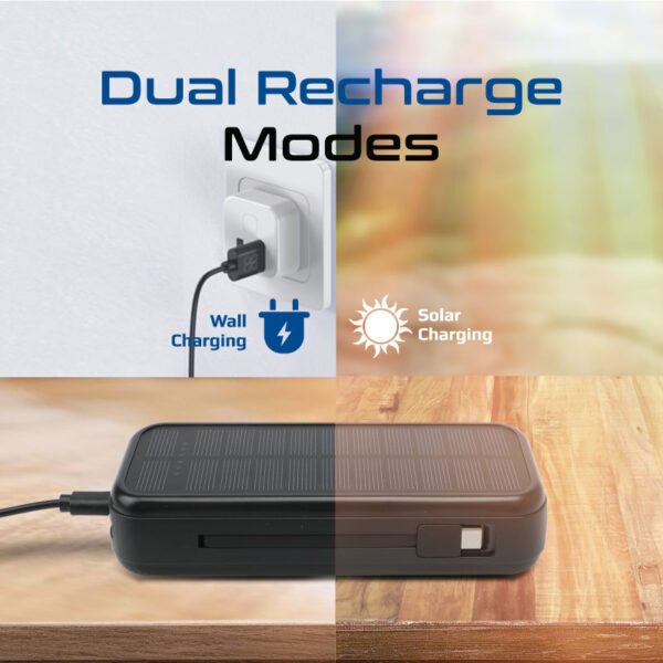 ⁦بروميت SolarTank-20PDCi بطارية متنقلة شمسية بسعة 20000mAh مع شحن سريع و5 منافذ⁩ - الصورة ⁦4⁩