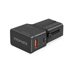 بروميت TriPlug-PD20 محول سفر عالمي بـ 4 مقابس ومنفذي شحن سريع USB-C™ وQC 3.0 بقدرة 20 واط