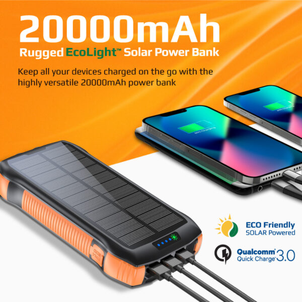 ⁦بروميت SolarTank-20PDQi بطارية متنقلة شمسية 20000mAh مع شحن لاسلكي وLED ومقاومة للماء⁩ - الصورة ⁦11⁩