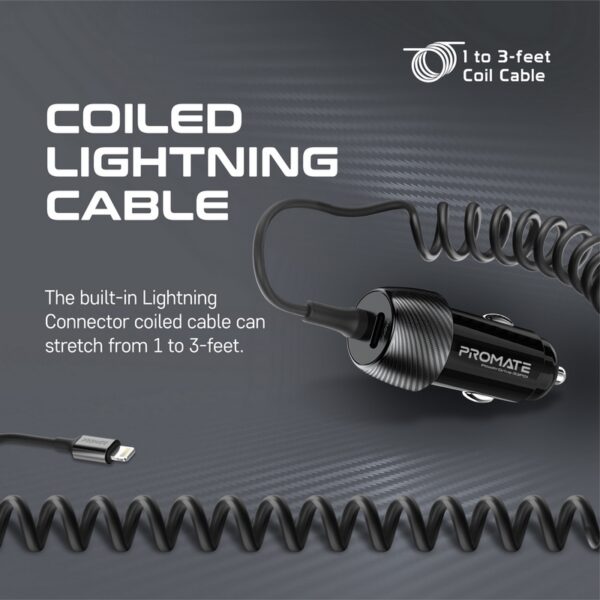 ⁦بروميت PowerDrive-33PDI شاحن سيارة 33 واط مع كابل لايتنينغ مدمج ومنفذ USB-C™ بتقنية PD⁩ - الصورة ⁦4⁩