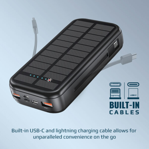 ⁦بروميت SolarTank-20PDCi بطارية متنقلة شمسية بسعة 20000mAh مع شحن سريع و5 منافذ⁩ - الصورة ⁦7⁩