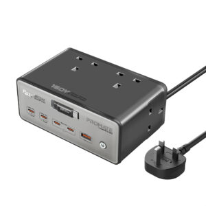 بروميت PowerBrix-160 محطة شحن GaN متعددة المنافذ بقدرة 160 واط و4 مقابس AC