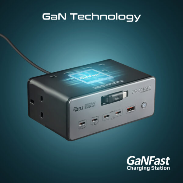 ⁦بروميت PowerBrix-160 محطة شحن GaN متعددة المنافذ بقدرة 160 واط و4 مقابس AC⁩ - الصورة ⁦10⁩